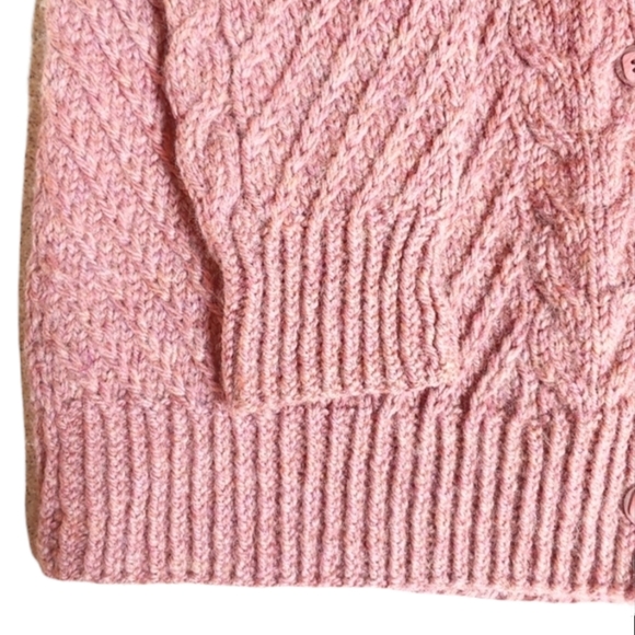 Handmade Aran Style New 100% Wool Cardigan Richly Textured Plush Cables & Ribs - Picture 8 of 10
